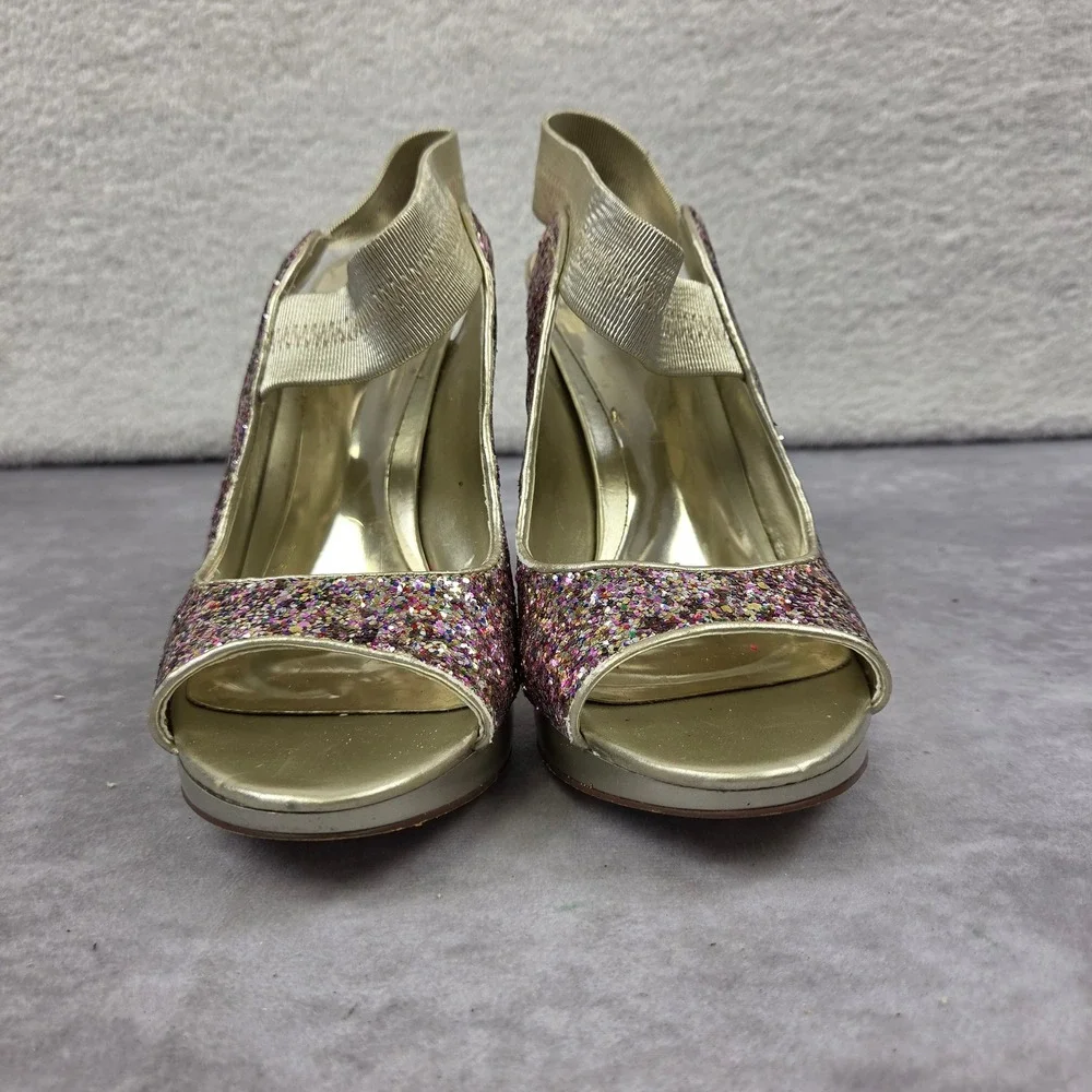 Carlos by Carlos Santana Halo Multi Color Glitter Platform Sandals Heels 8M